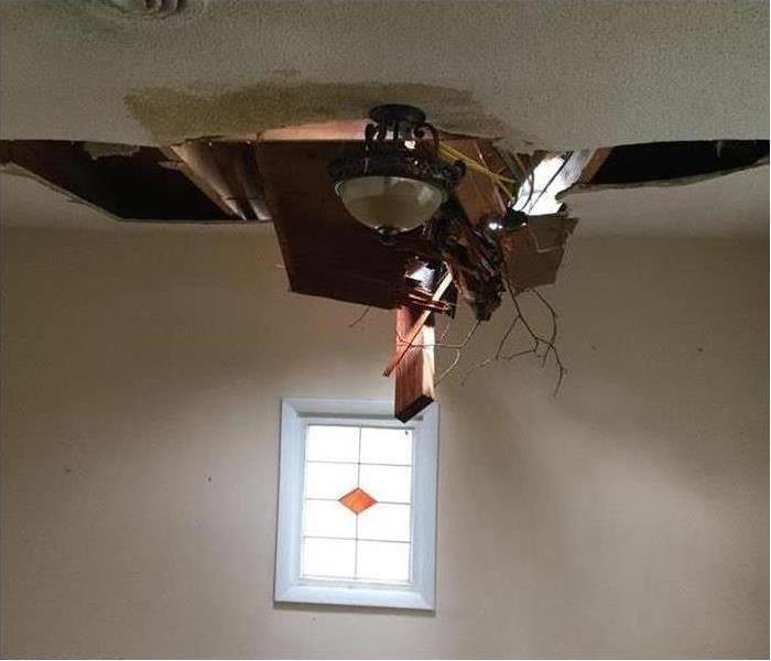damaged drywall on ceiling